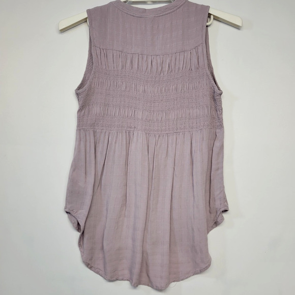 Knox Rose Shirt Womens Medium Purple Sleeveless Button Front Smocked - Picture 10 of 11